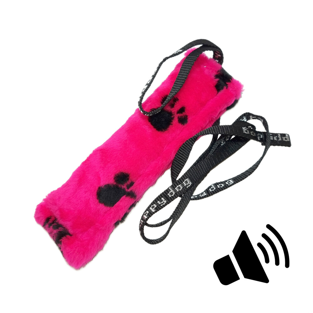 Plush bite tug with squeak and leash