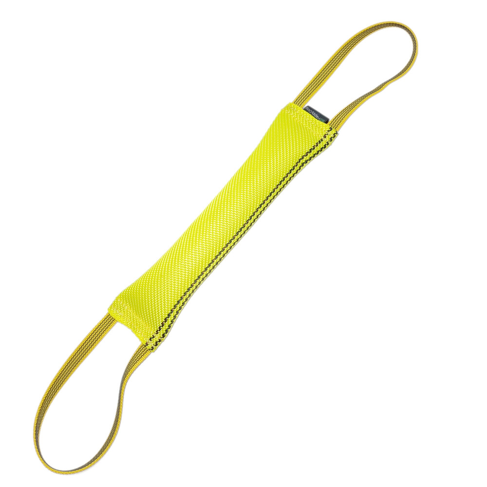 Fire hose bite tug with two rubberized handles