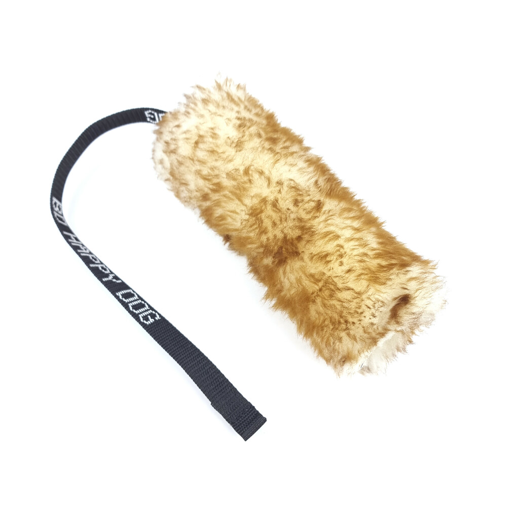 Sheepskin bite tug with handle