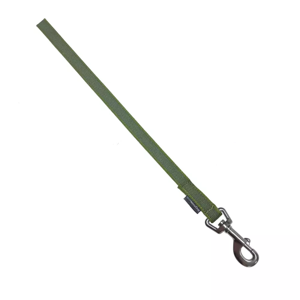 Gumowana smycz sportowa dla psa 50cm, miękka taśma, czarny karabińczyk
