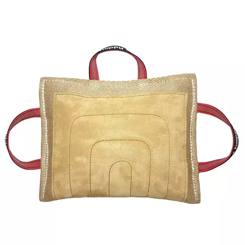 Jute bite pad with three handles, leather reinforcement - 32x25cm 2
