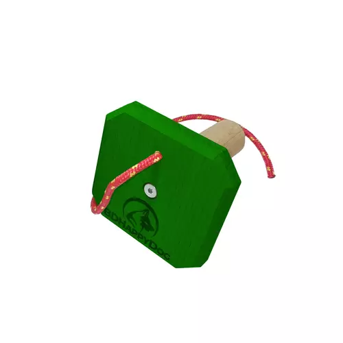 Wooden retrieving dumbbell for dog with rope around 375g, painted - green 1