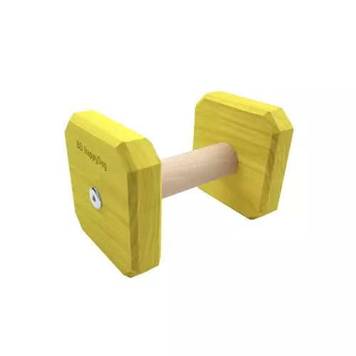 Wooden retrieving IPO dumbbell for dog around 650g, painted - yellow 1