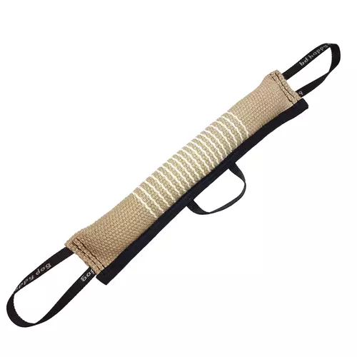 Jute bite tug with three handles