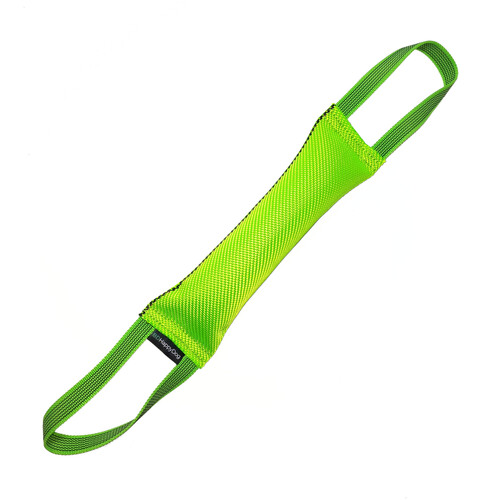 Fire hose bite tug with two rubberized handles