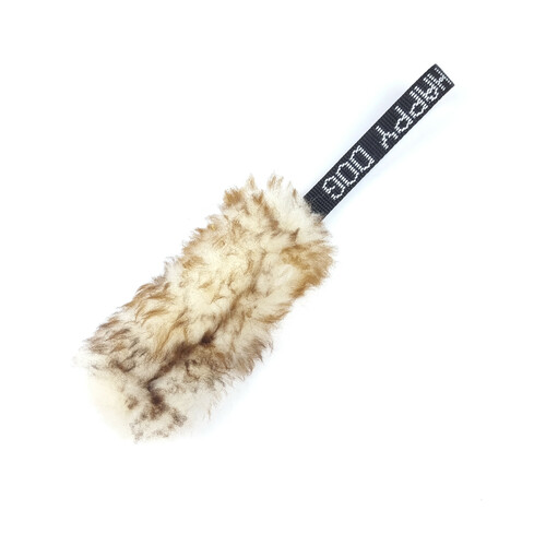 Sheepskin bite tug with handle