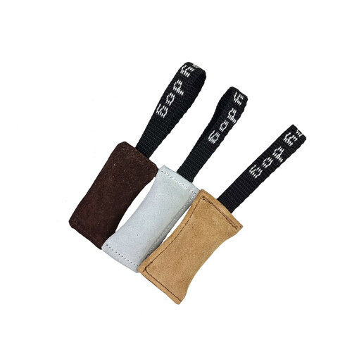 Leather bite tug with handle