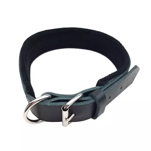 Leather dog collar with soft lining 5cm
