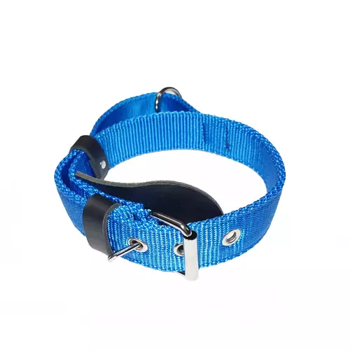 Tape dog collar with handle, leather cover 4cm